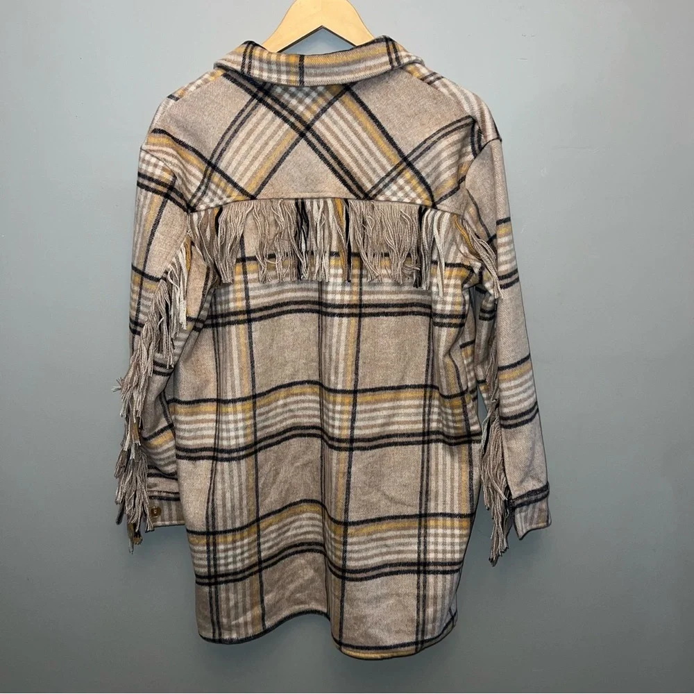 Plaid Fringe Jacket/Shacket